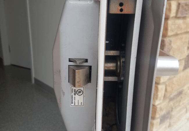 Commercial exit device repaired by a Dallas emergency locksmith