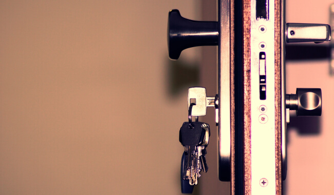 Residential locksmith keys in a home door lock in Waco