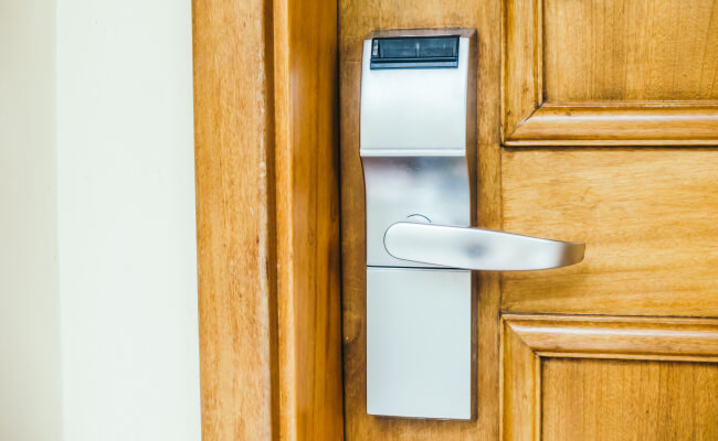 Smart lock installation with a keypad electronic door lock